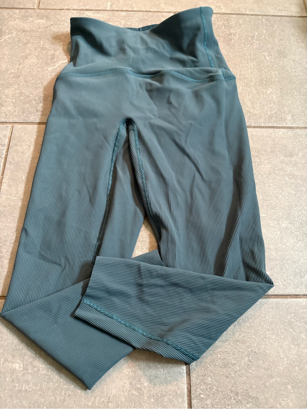 SPANX High-Waist Ribbed Leggings in Teal Blue-Green